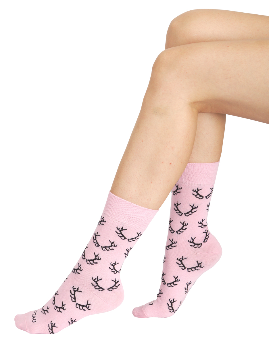 Veselé ponožky TETRAO ružové s parohmi  35-38  