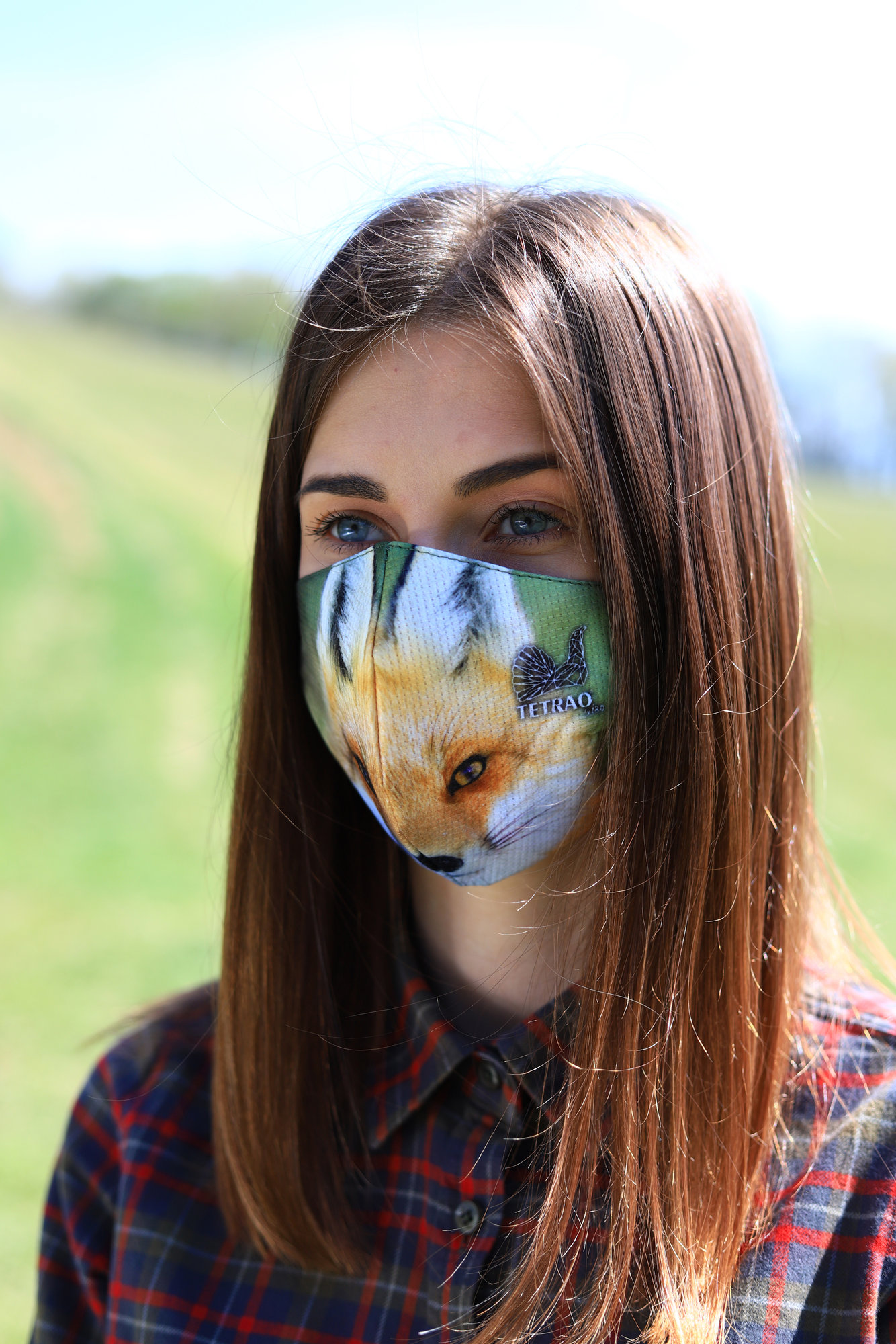 TETRAO bavlnená ochranná maska na tvár - líška 1 ks   