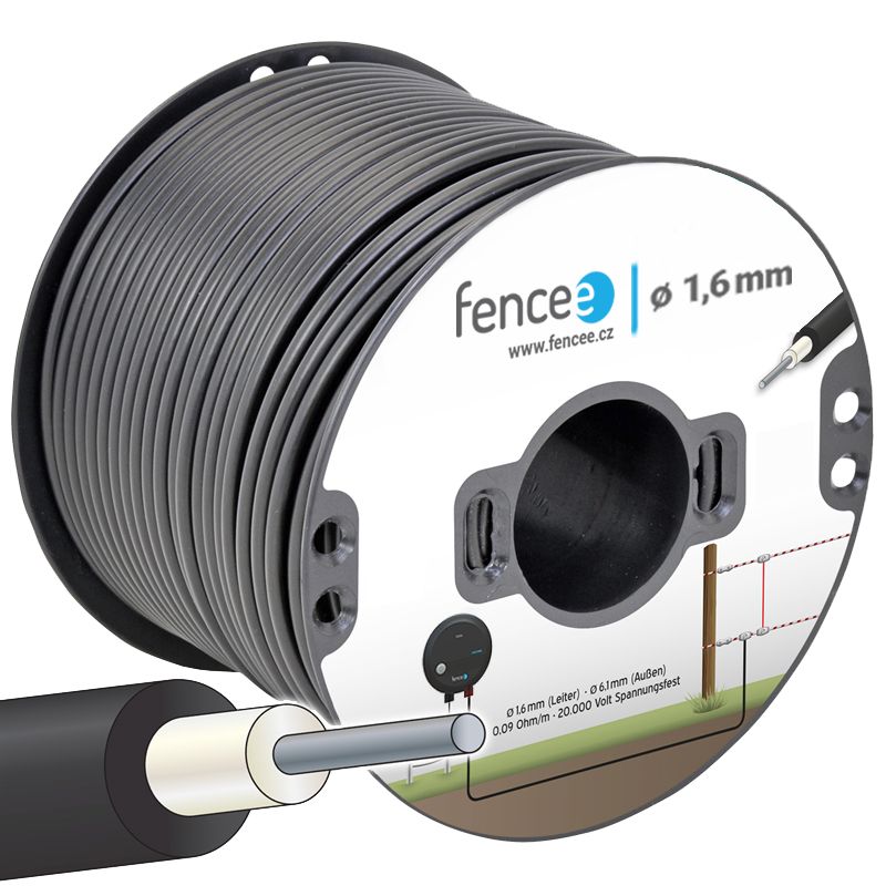 Vysokonapäťový oceľový kábel pre elektrický ohradník Fencee 1,6 mm - 1 m   