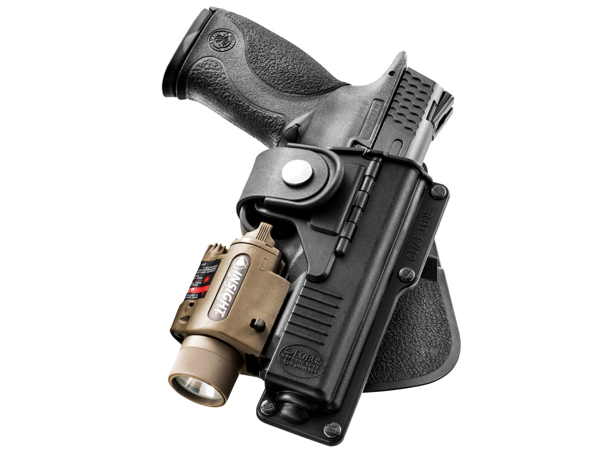 Puzdro s rotačným pádlom pre zbrane Glock G17/22/31 s taktickým svetlom