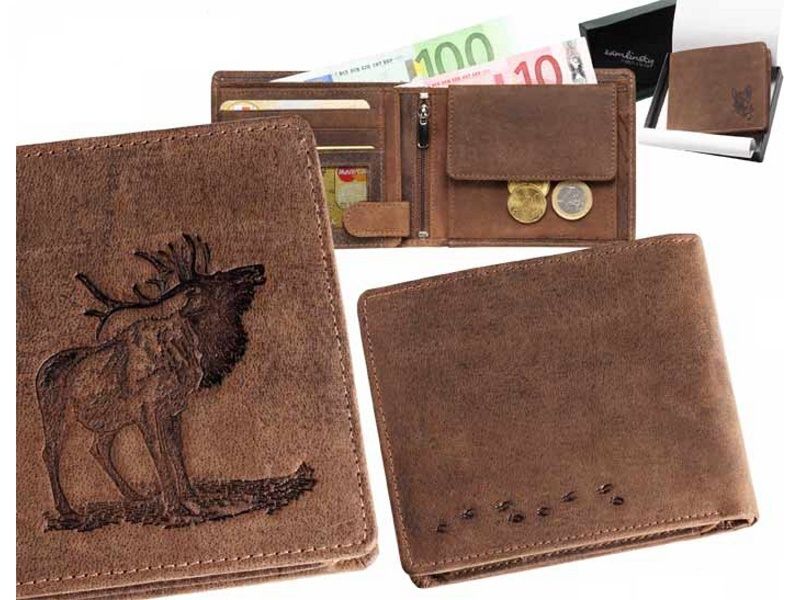 Kožená peňaženka jeleň v ruji ležatá